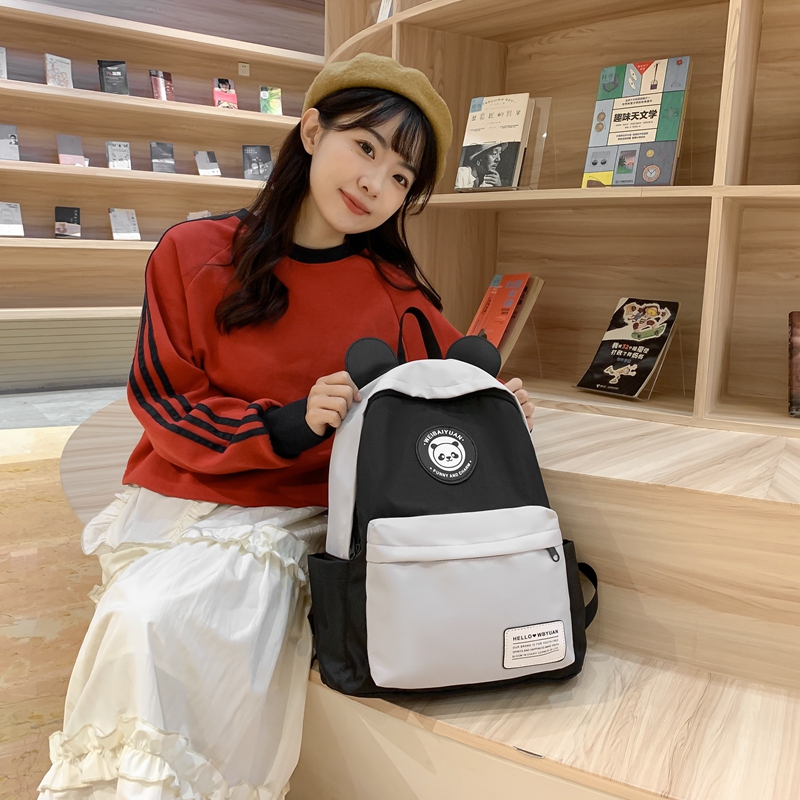 Large Color Block Casual School Daily School Backpack display picture 6