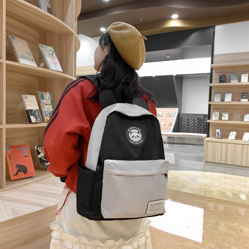 Large Color Block Casual School Daily School Backpack display picture 5