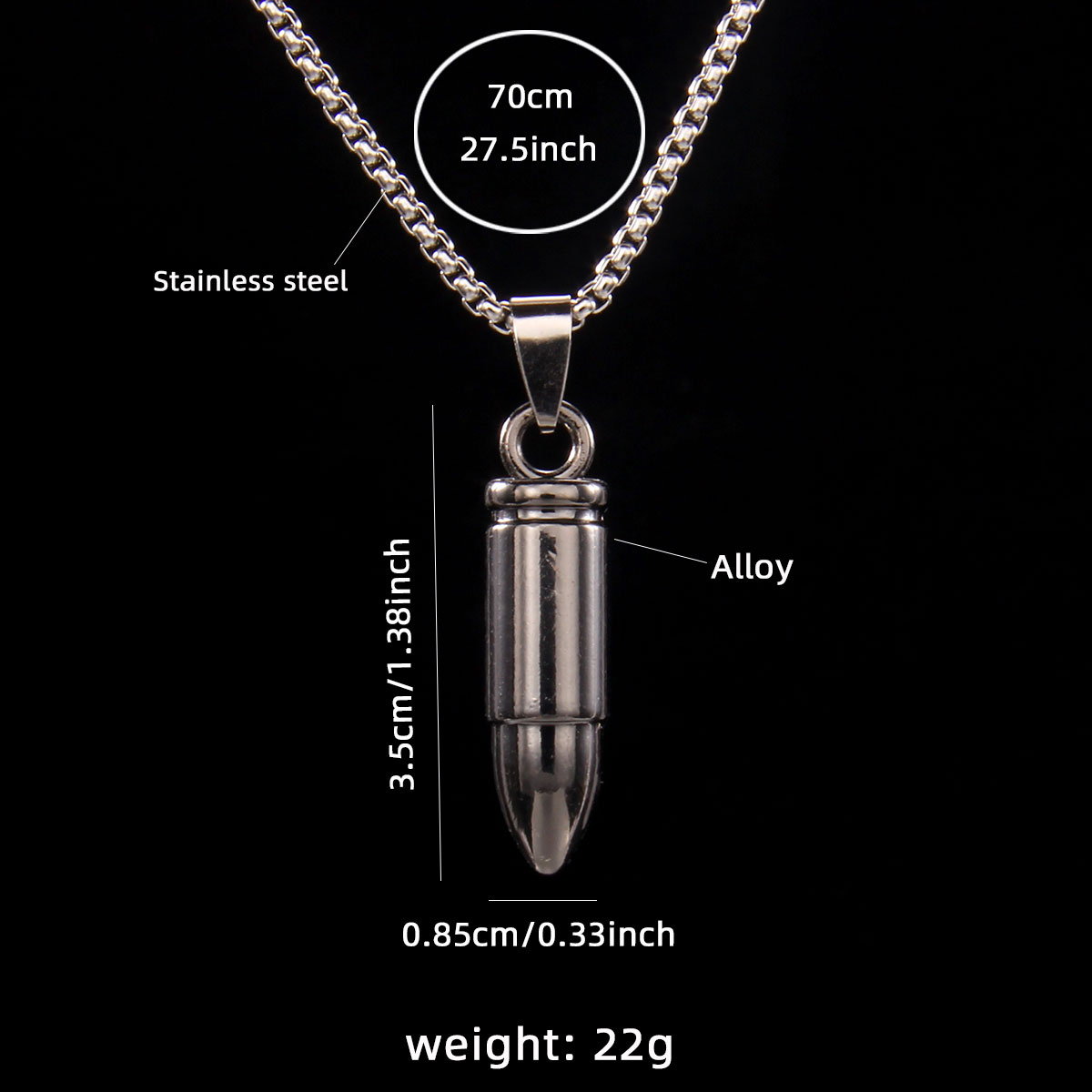 Retro Punk Commute Bullet 201 Stainless Steel Zinc Alloy Unisex Sweater Chain display picture 8