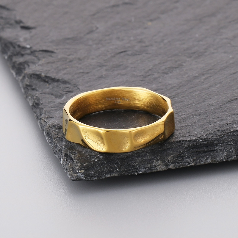 Simple Style Solid Color Titanium Steel 18K Gold Plated Men's Rings display picture 11