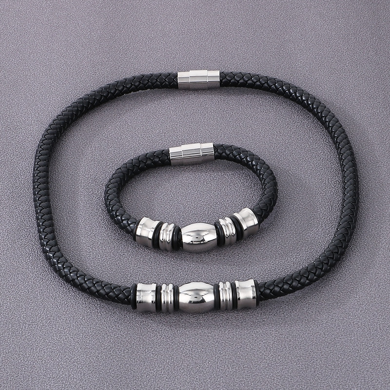 Hip-hop Geometric Pu Leather Men's Bracelets Necklace display picture 10