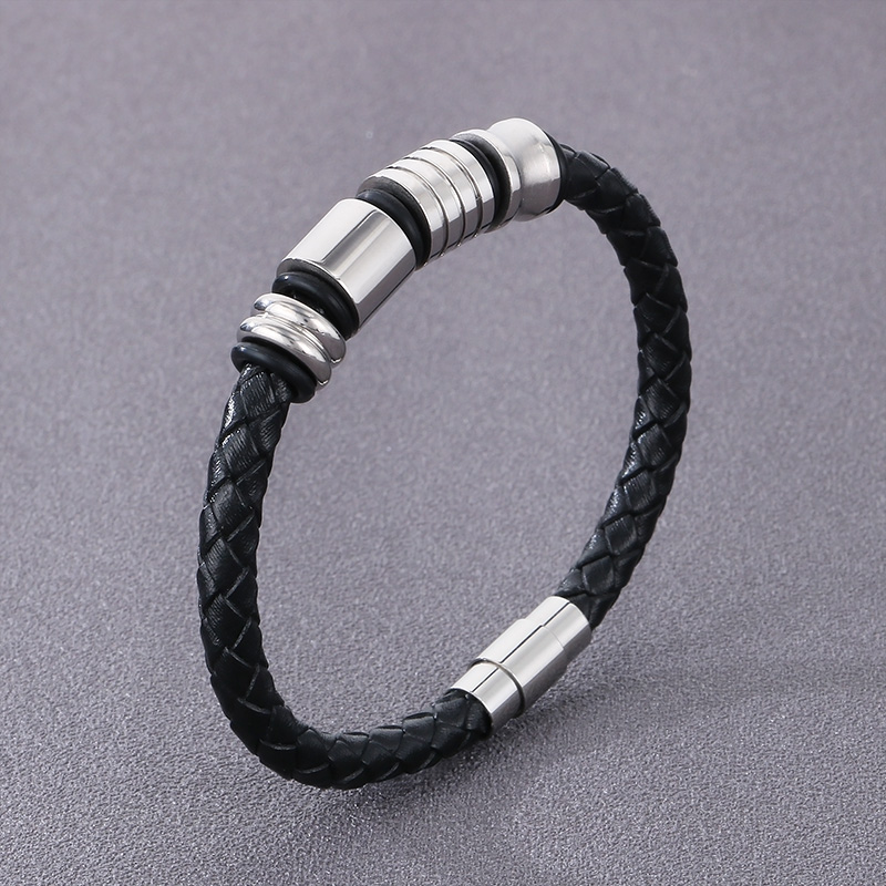 Simple Style Round Pu Leather Men's Bracelets Necklace display picture 7