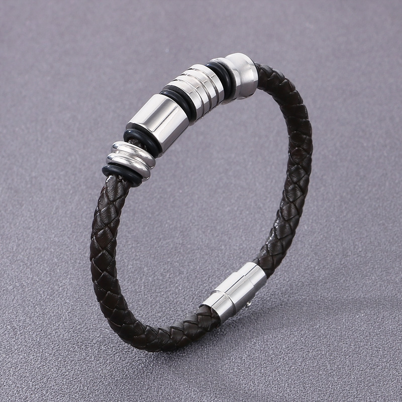 Simple Style Round Pu Leather Men's Bracelets Necklace display picture 8