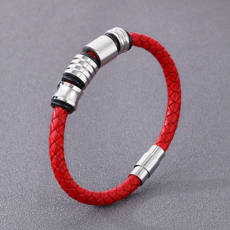 Simple Style Round Pu Leather Men's Bracelets Necklace display picture 9