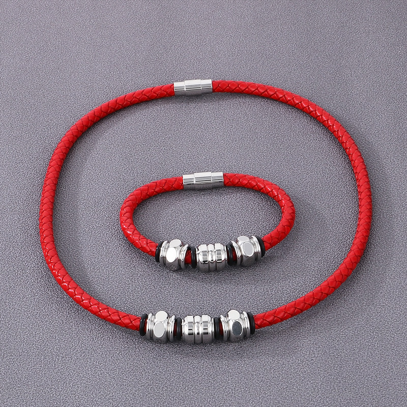 Style Simple Géométrique Faux Cuir Hommes Bracelets Collier display picture 7