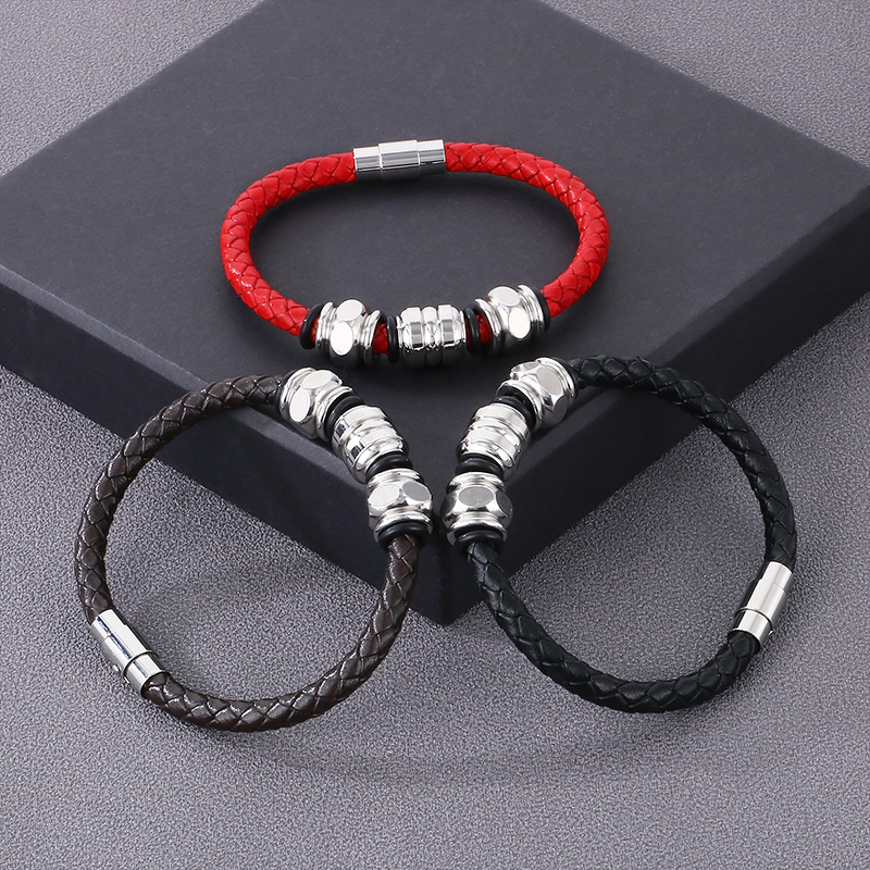 Style Simple Géométrique Faux Cuir Hommes Bracelets Collier display picture 8