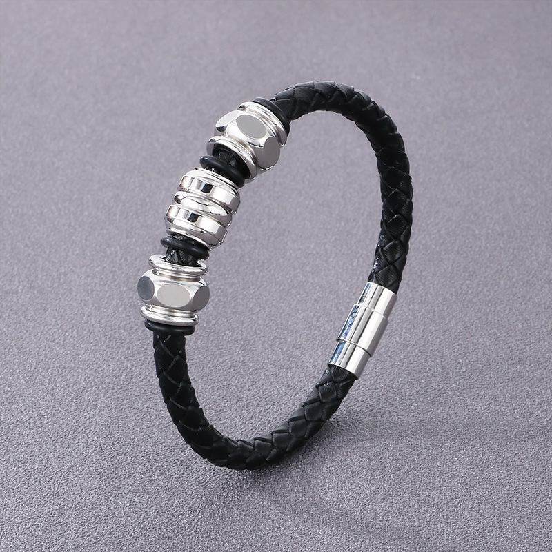 Style Simple Géométrique Faux Cuir Hommes Bracelets Collier display picture 11