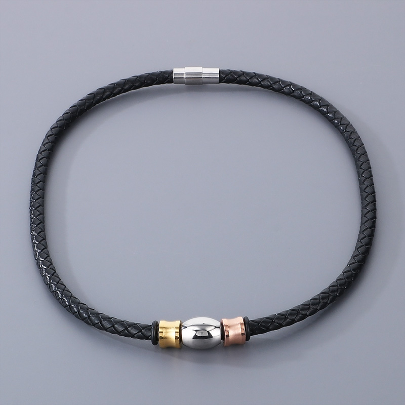 Hip-hop Geometric Pu Leather Titanium Steel Men's Bracelets Necklace display picture 9