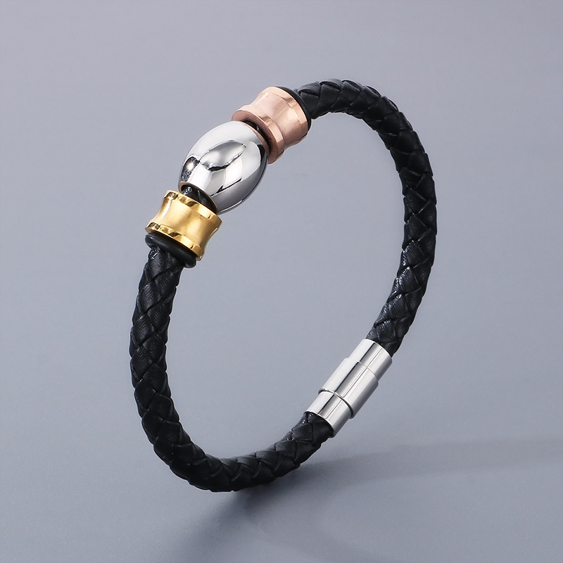 Hip-hop Geometric Pu Leather Titanium Steel Men's Bracelets Necklace display picture 8