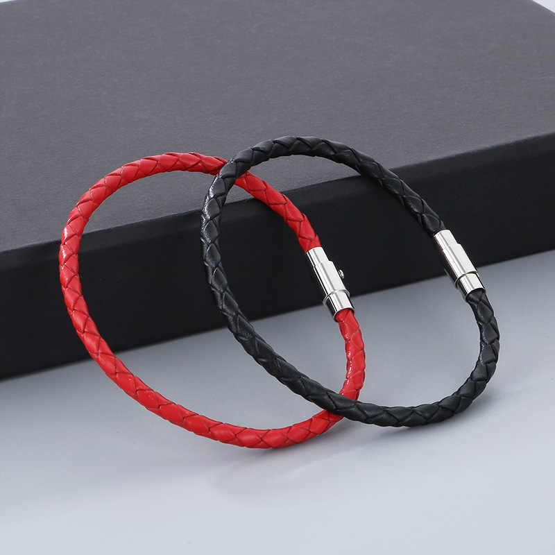Simple Style Solid Color Leather Rope Men's Bracelets Necklace display picture 8