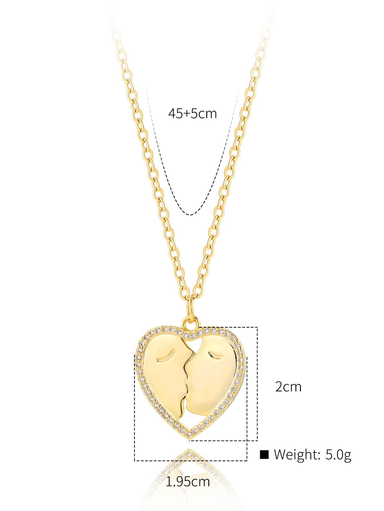 Copper Elegant Simple Style Lips Heart Shape Plating Inlay Zircon Pendant Necklace display picture 6