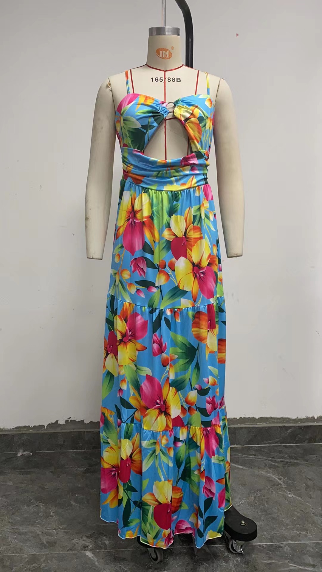 Women's Strap Dress Tropical Collarless Printing Sleeveless Flower Maxi Long Dress Holiday display picture 6
