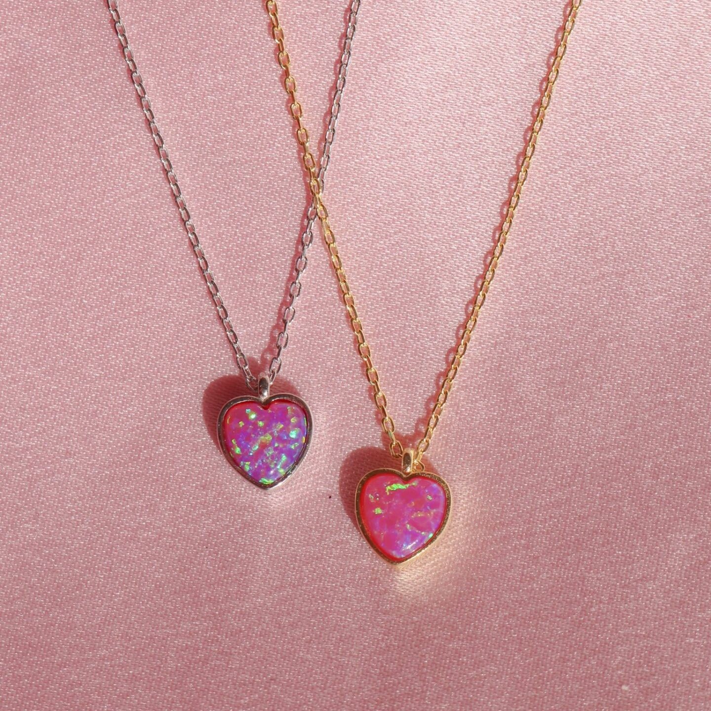 Wholesale Simple Style Heart Shape 304 Stainless Steel Artificial Opal Copper Plating Pendant Necklace display picture 13