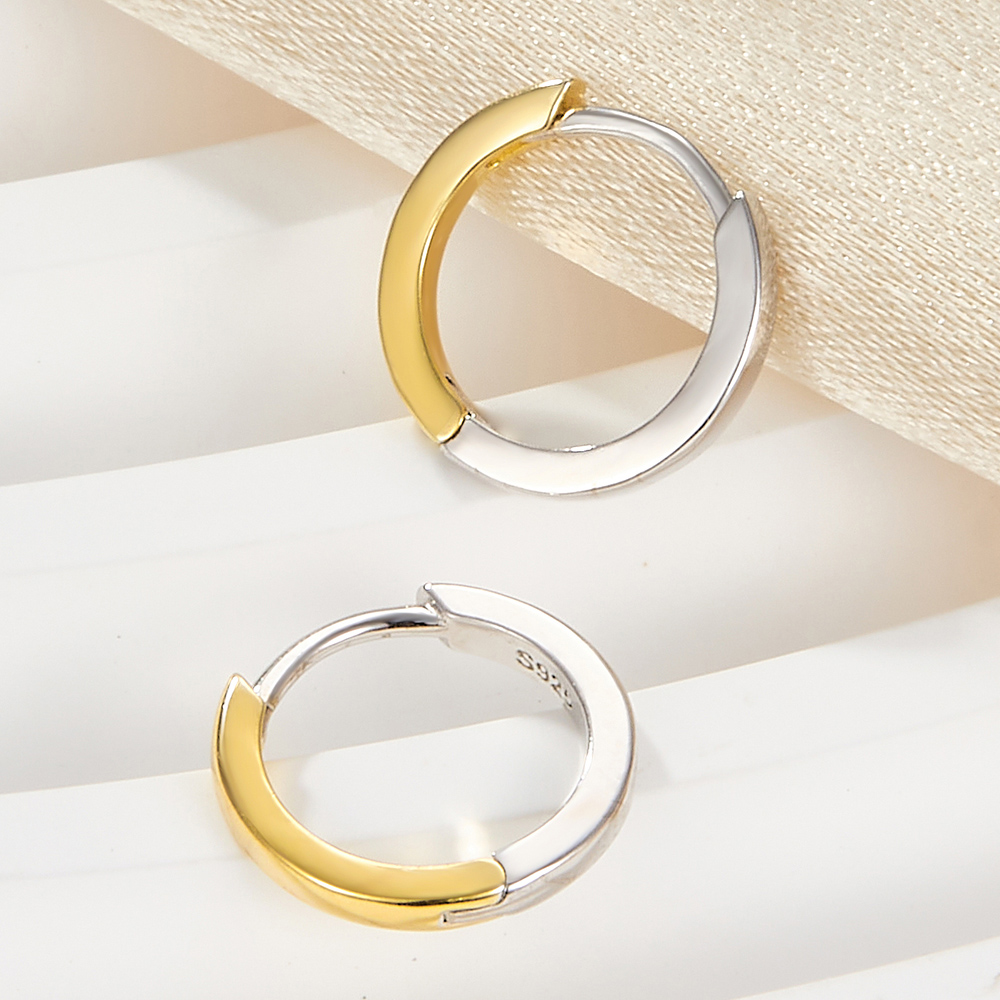 1 Pair Simple Style Circle Plating Sterling Silver 18K Gold Plated White Gold Plated Earrings display picture 3