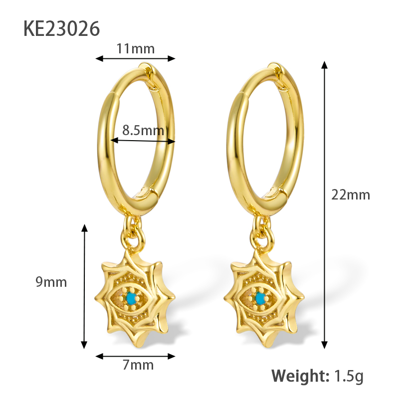 1 Pair Simple Style Devil's Eye Plating Inlay Sterling Silver Turquoise 18K Gold Plated White Gold Plated Drop Earrings display picture 1