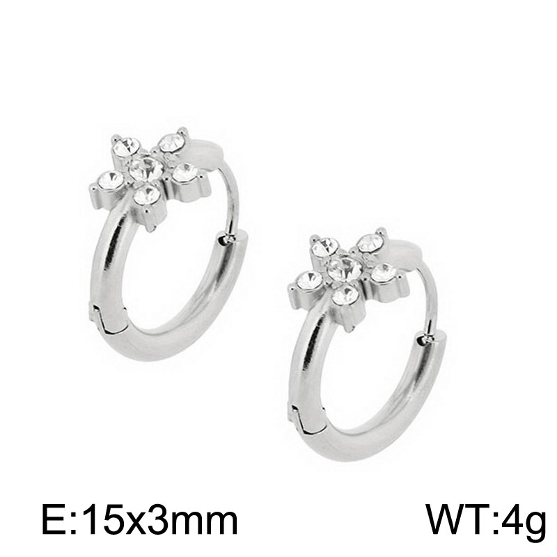 1 Pair Simple Style Flower Plating Inlay Stainless Steel Zircon 18K Gold Plated Hoop Earrings display picture 5