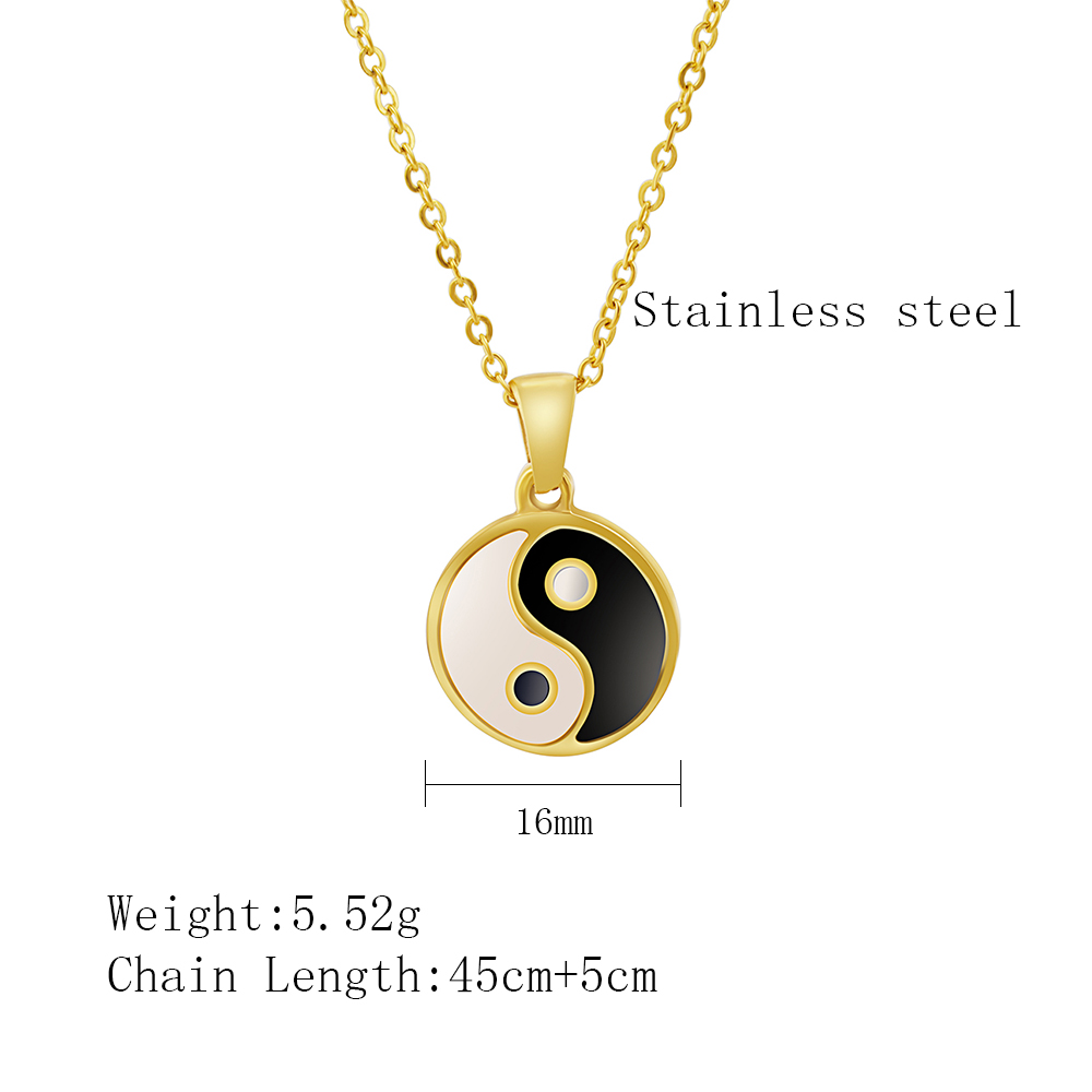 304 Stainless Steel 18K Gold Plated Retro Ethnic Style Plating Tai Chi Pendant Necklace display picture 8