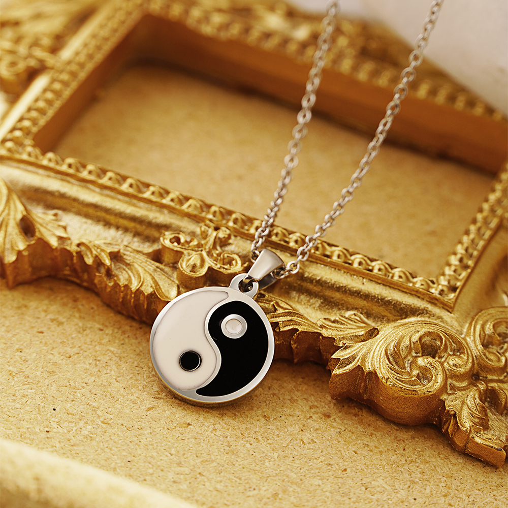 304 Stainless Steel 18K Gold Plated Retro Ethnic Style Plating Tai Chi Pendant Necklace display picture 4
