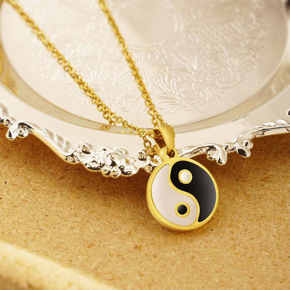 304 Stainless Steel 18K Gold Plated Retro Ethnic Style Plating Tai Chi Pendant Necklace display picture 1