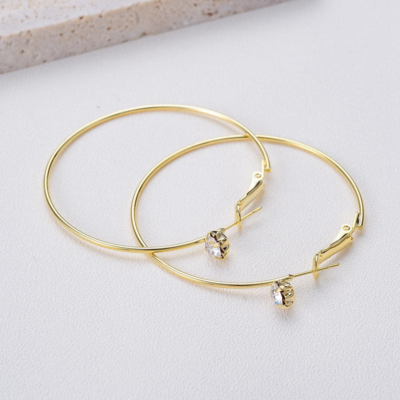 1 Pair Exaggerated Simple Style Circle Plating Inlay Alloy Zircon Hoop Earrings display picture 1