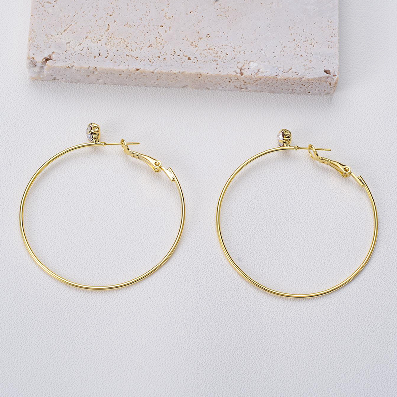 1 Pair Exaggerated Simple Style Circle Plating Inlay Alloy Zircon Hoop Earrings display picture 4
