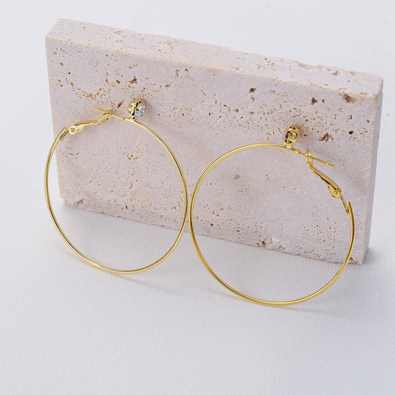 1 Pair Exaggerated Simple Style Circle Plating Inlay Alloy Zircon Hoop Earrings display picture 3