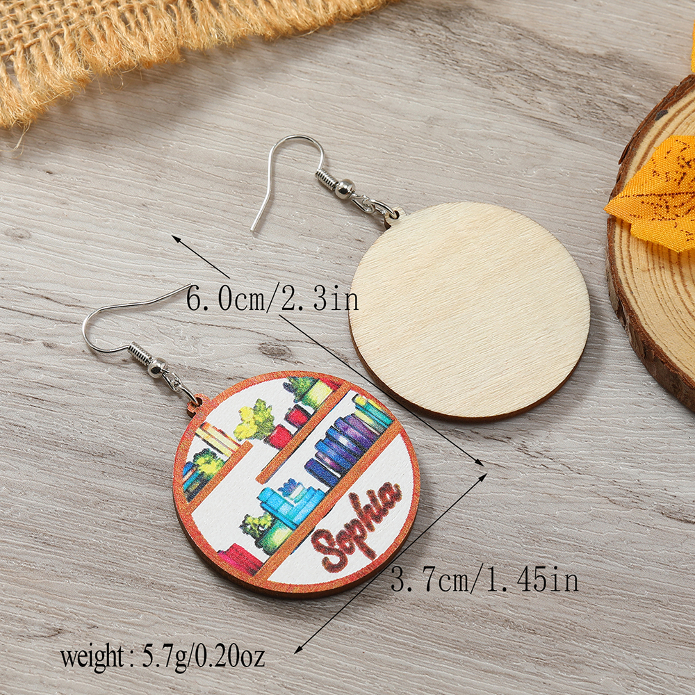1 Pair Casual Simple Style Book Clouds Painted Wood Silver Plated Drop Earrings display picture 12