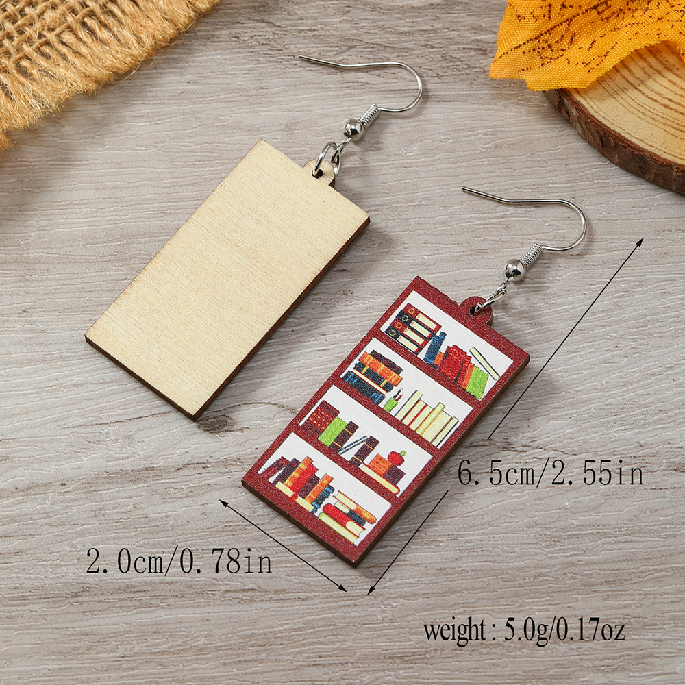 1 Pair Casual Simple Style Book Clouds Painted Wood Silver Plated Drop Earrings display picture 16