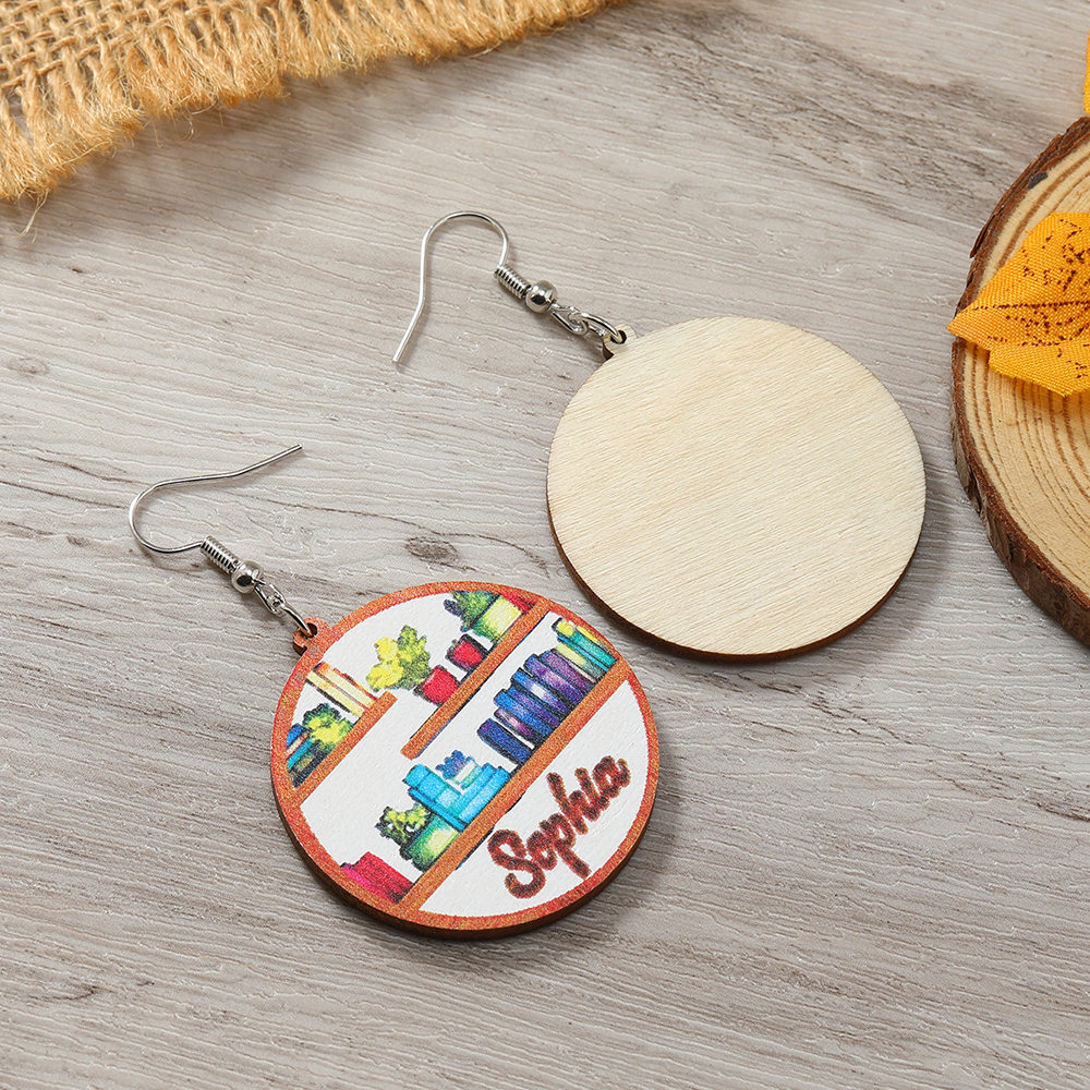 1 Pair Casual Simple Style Book Clouds Painted Wood Silver Plated Drop Earrings display picture 15