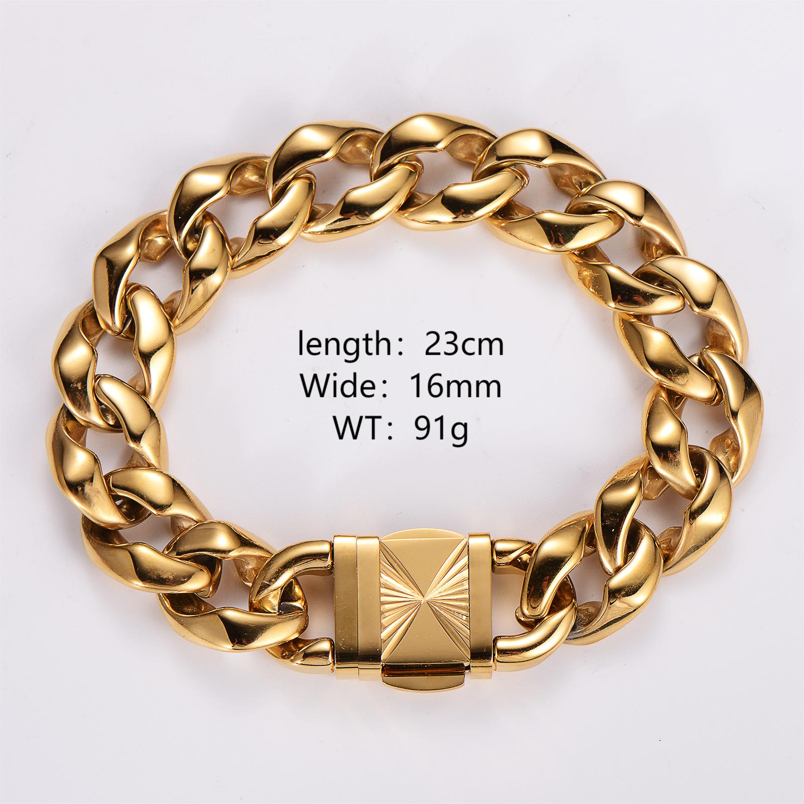 Stainless Steel 18K Gold Plated Hip-Hop Punk Plating Geometric Bracelets display picture 4