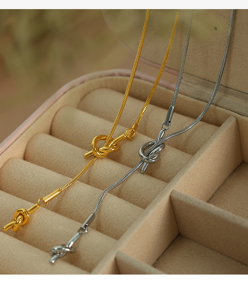 Lässig Einfacher Stil Knoten Titan Stahl Überzug Metallknopf Pulloverkette display picture 8