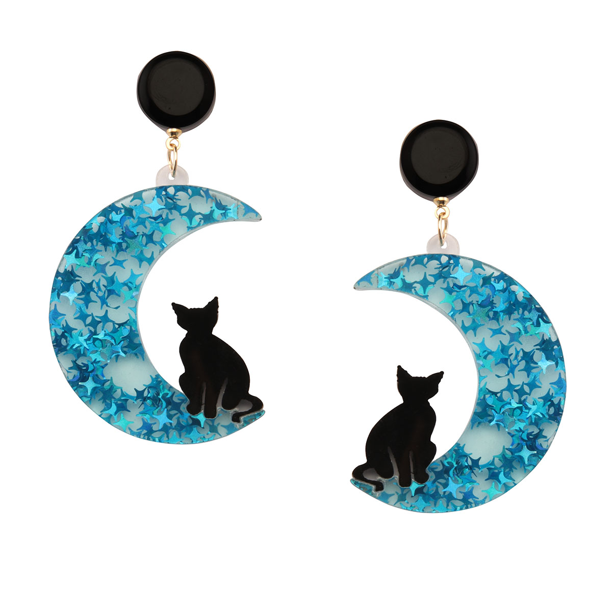 1 Pair Retro Novelty Artistic Animal Moon Cat Arylic Drop Earrings display picture 1