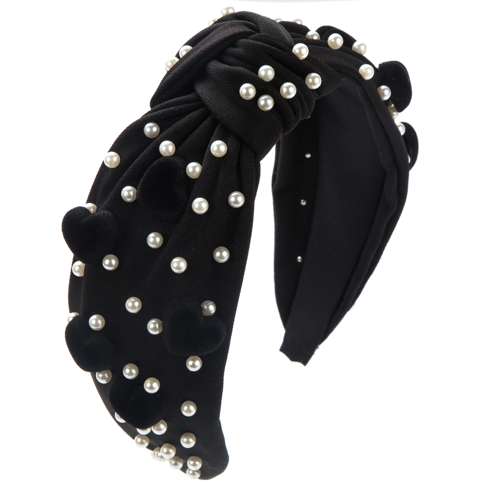 Women's Sweet Heart Shape Imitation Pearl Cloth Plating Inlay Pearl Hair Band display picture 6