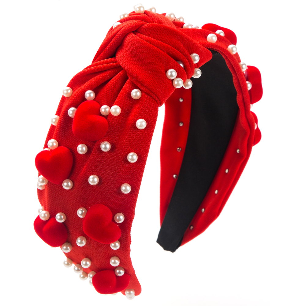 Women's Sweet Heart Shape Imitation Pearl Cloth Plating Inlay Pearl Hair Band display picture 7