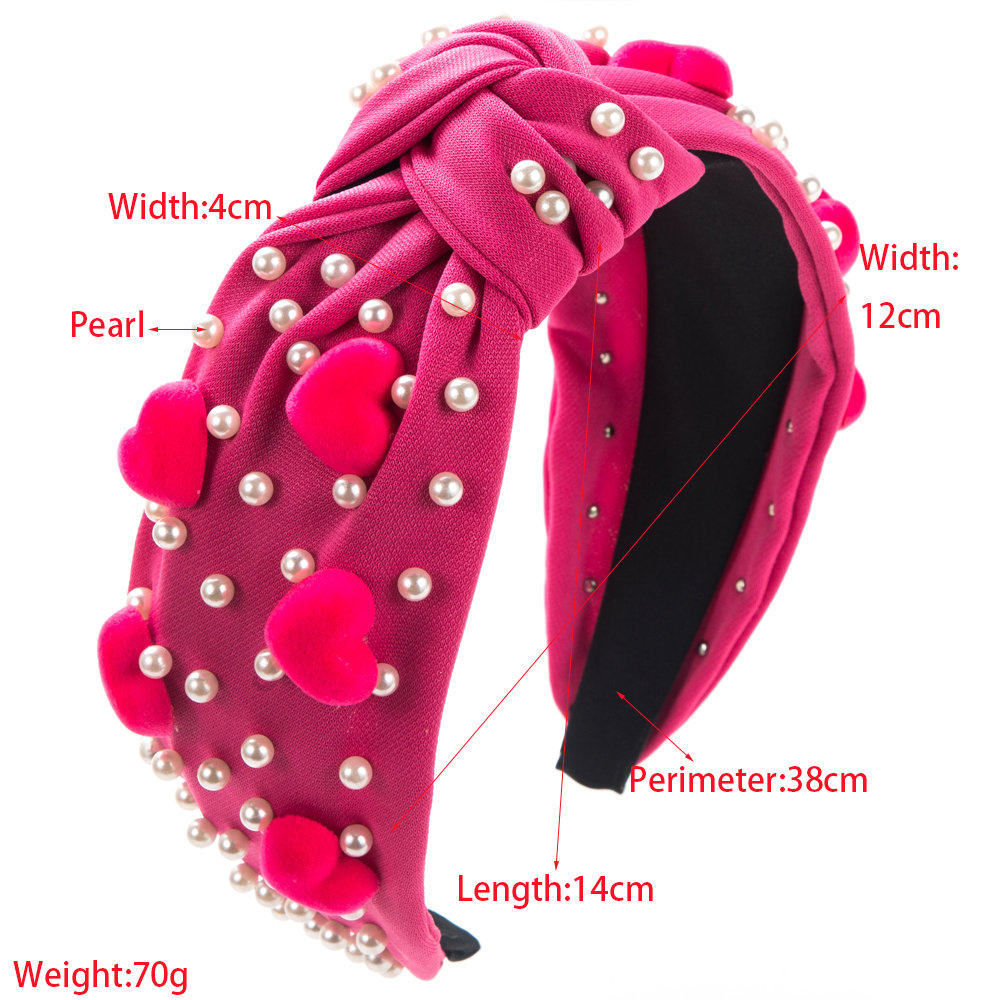 Women's Sweet Heart Shape Imitation Pearl Cloth Plating Inlay Pearl Hair Band display picture 1