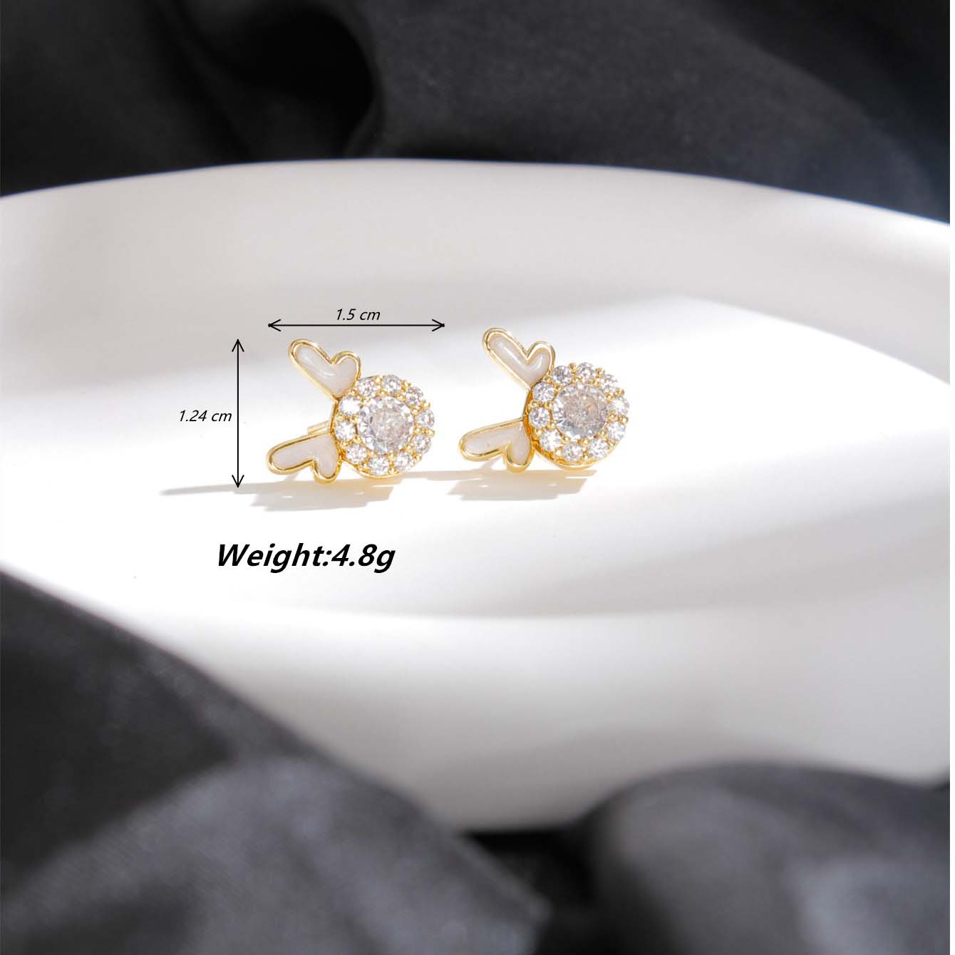 1 Pair Elegant Glam Animal Plating Inlay Stainless Steel Zircon 18k Gold Plated Ear Studs display picture 5
