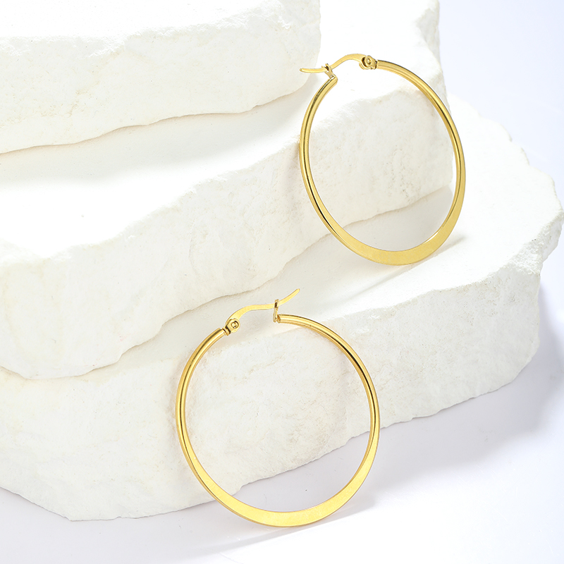 1 Pair Simple Style Classic Style Solid Color Plating Stainless Steel Hoop Earrings display picture 3