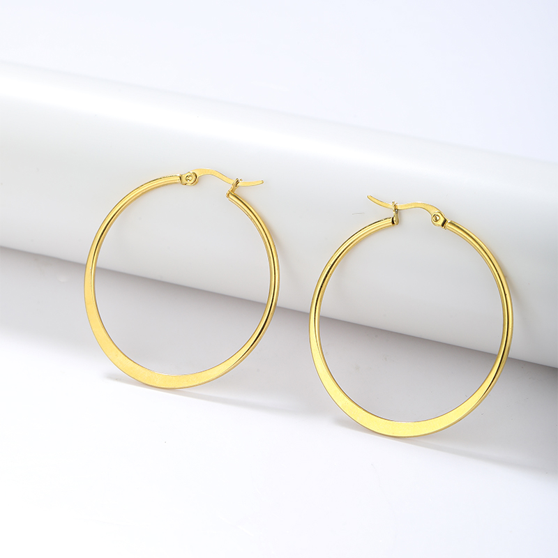 1 Pair Simple Style Classic Style Solid Color Plating Stainless Steel Hoop Earrings display picture 2