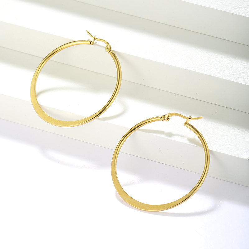 1 Pair Simple Style Classic Style Solid Color Plating Stainless Steel Hoop Earrings display picture 5