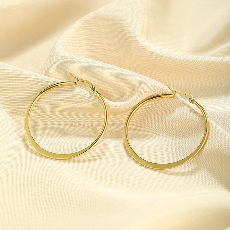 1 Pair Simple Style Classic Style Solid Color Plating Stainless Steel Hoop Earrings display picture 1