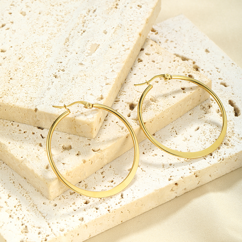 1 Pair Simple Style Classic Style Solid Color Plating Stainless Steel Hoop Earrings display picture 6