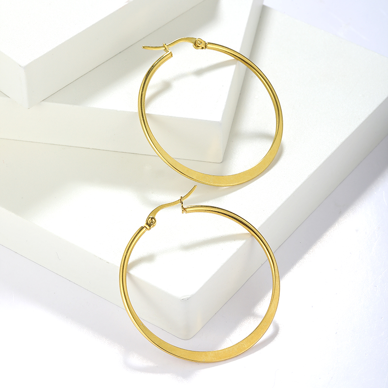 1 Pair Simple Style Classic Style Solid Color Plating Stainless Steel Hoop Earrings display picture 10