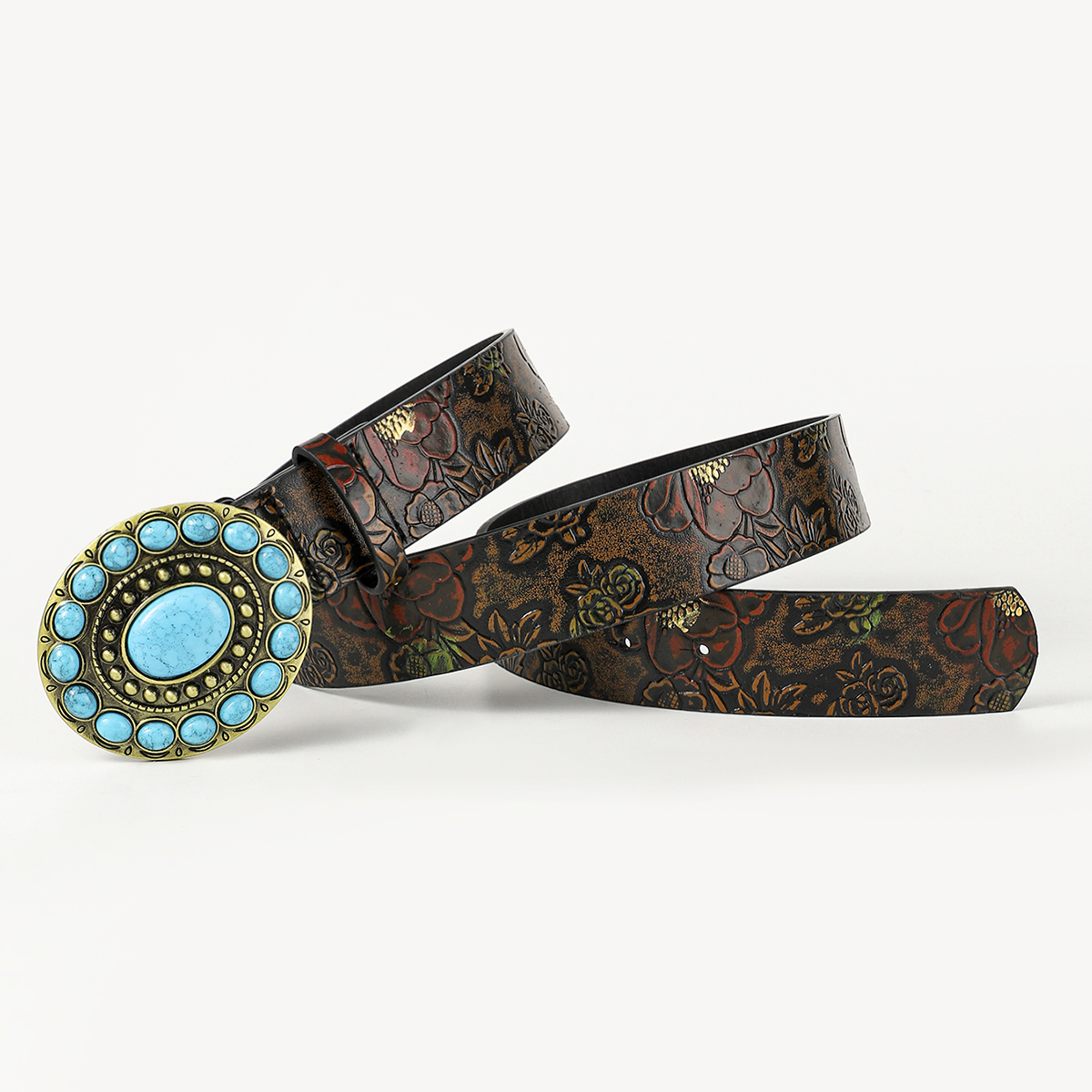 Retro Ethnic Style Geometric Pu Leather Inlay Turquoise Unisex Leather Belts display picture 16