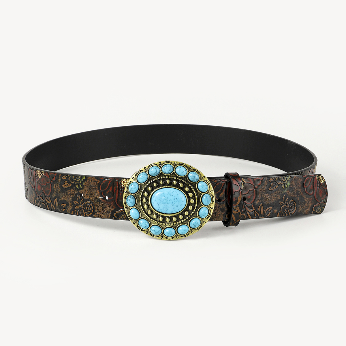 Retro Ethnic Style Geometric Pu Leather Inlay Turquoise Unisex Leather Belts display picture 14