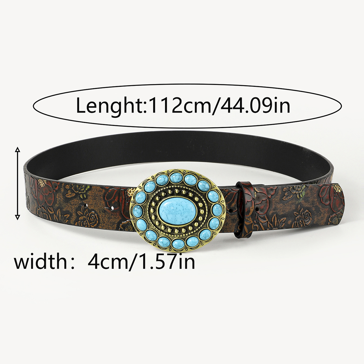Retro Ethnic Style Geometric Pu Leather Inlay Turquoise Unisex Leather Belts display picture 17