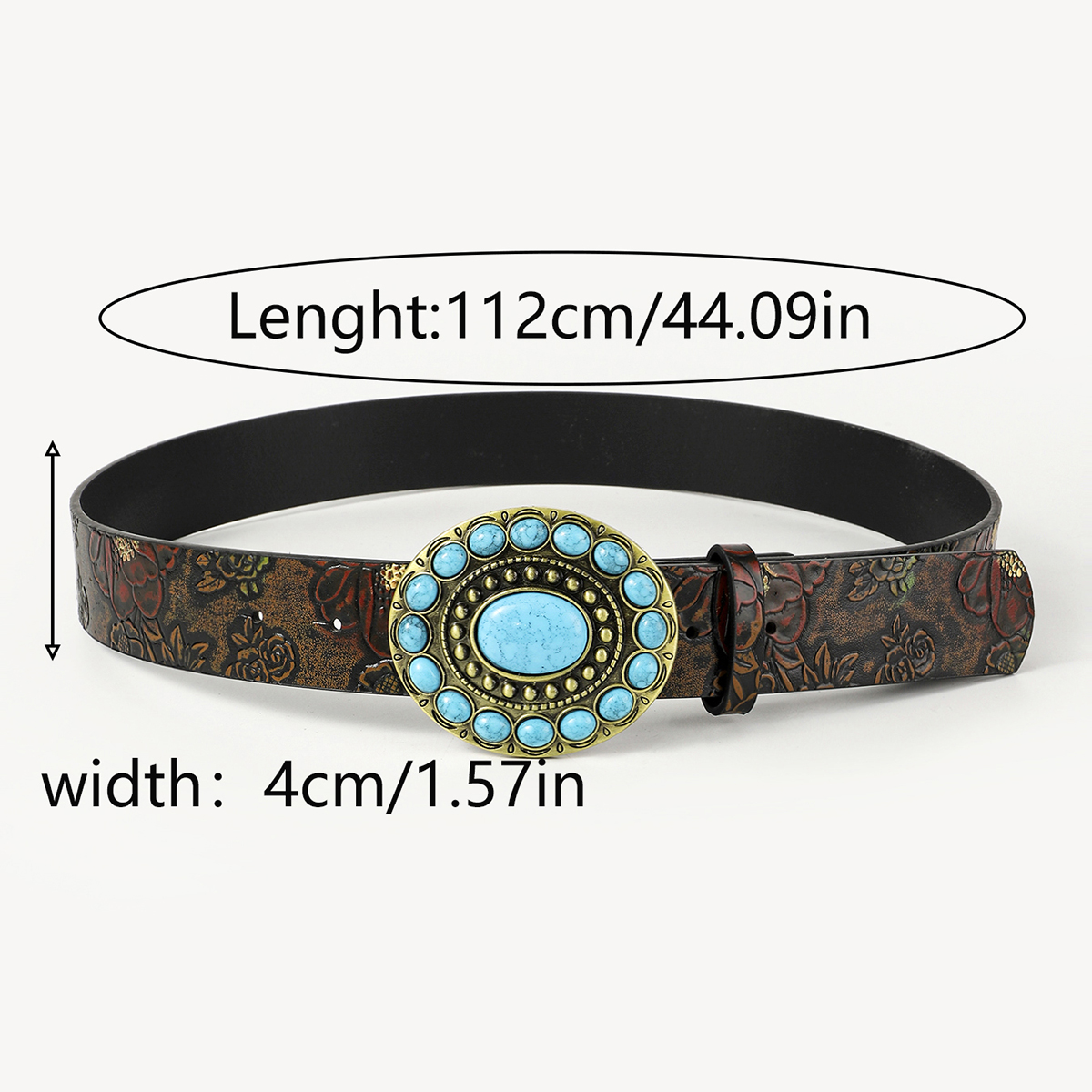 Retro Ethnic Style Geometric Pu Leather Inlay Turquoise Unisex Leather Belts display picture 13