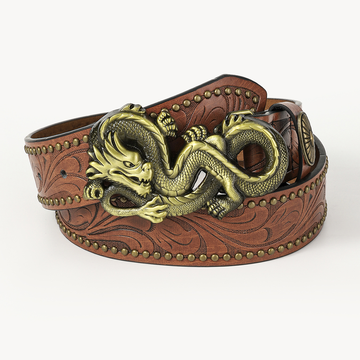 Vintage Style Ethnic Style Geometric Animal Dragon Pu Leather Metal Button Adults Leather Belts display picture 14