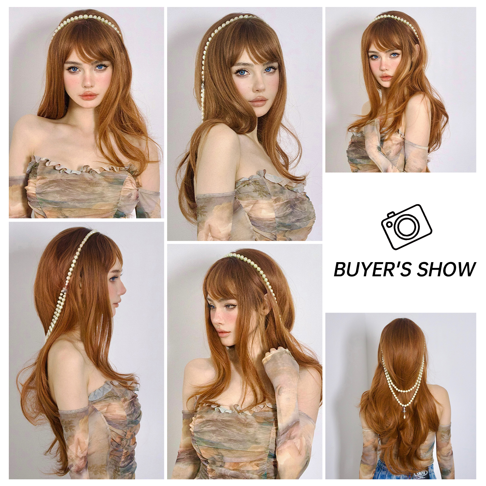 Women's Sexy Formal Sweet Gold Casual Holiday Carnival Chemical Fiber Bangs Long Curly Hair Wig Net display picture 2