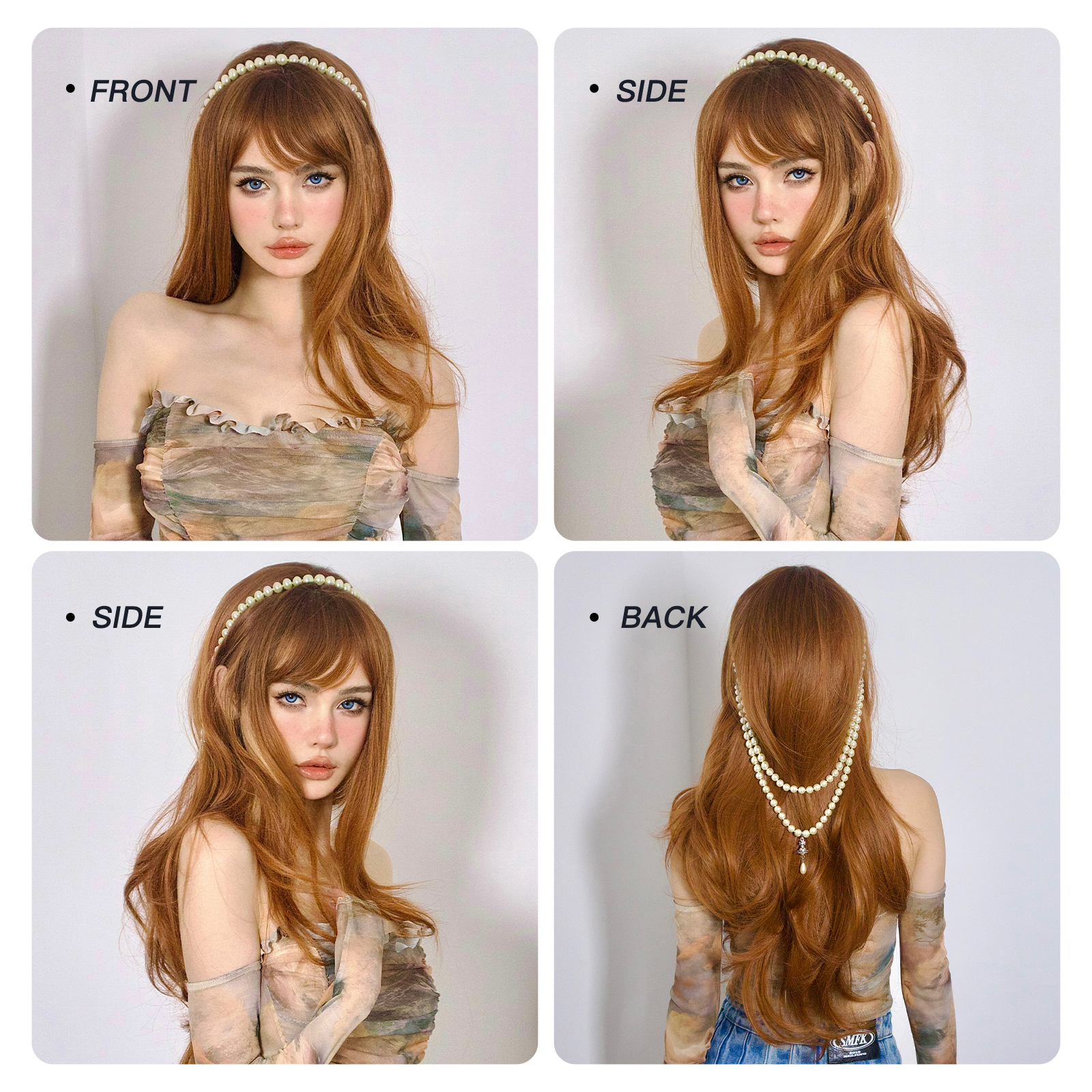 Women's Sexy Formal Sweet Gold Casual Holiday Carnival Chemical Fiber Bangs Long Curly Hair Wig Net display picture 6