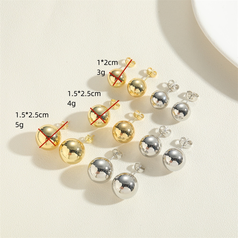 1 Pair Vintage Style Simple Style Commute Round Plating Copper 14k Gold Plated Ear Studs display picture 9